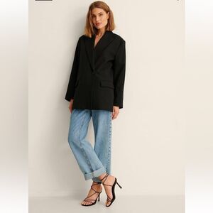 NA-KD Rounded Toe Strappy Heels Black Sz 7.5 NEW